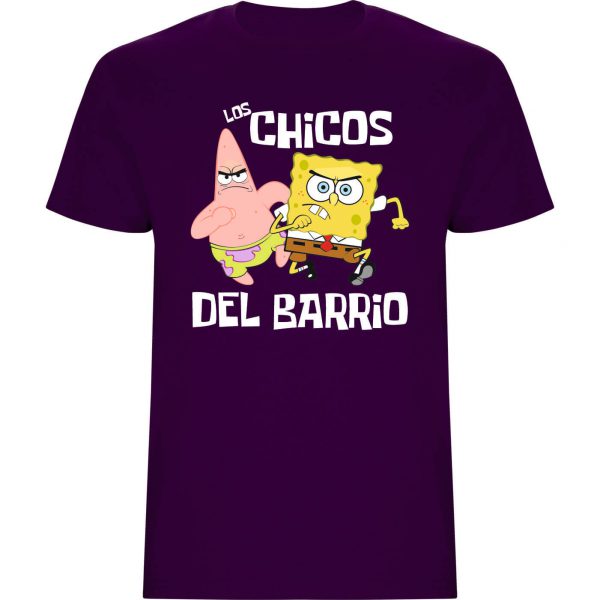 Camiseta niño Bob Esponja "Los chicos del Barrio" púrpura